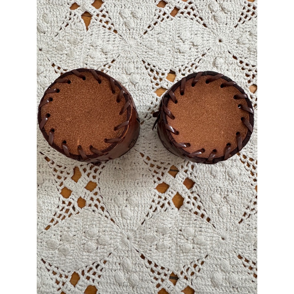 Vintage Libbey Bamco Western Longhorn Hand-tooled Leather Sleeves - set of 2 - Picture 4 of 8